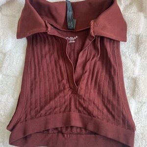 Out from under collared crop  top